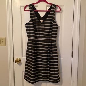 J. Crew black and silver striped size 12 party dress with pockets.